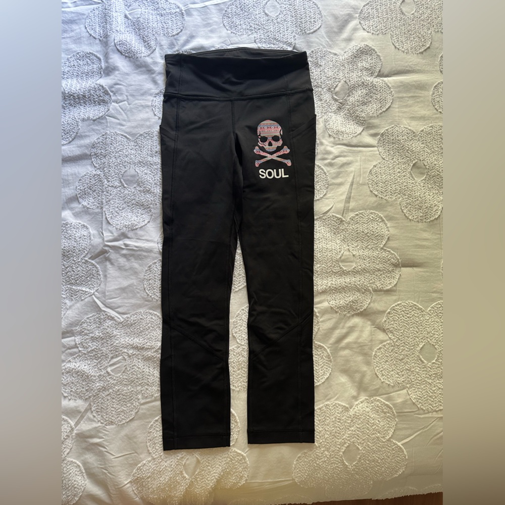 SoulCycle Black Leggings with Skull Design